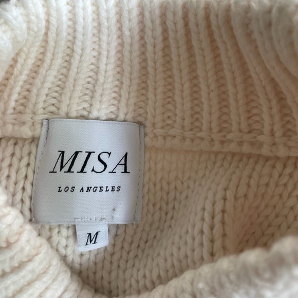 MISA Los Angeles Crème Open Mock Neck Seeater - Picture 3 of 4